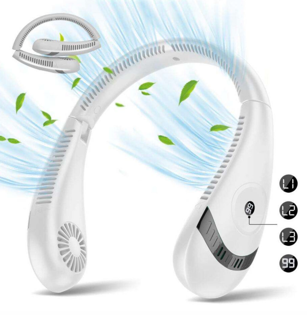 Foldable Bladeless Neck Fan with LED Digital Display