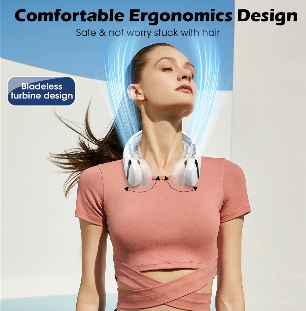 Foldable Bladeless Neck Fan with LED Digital Display