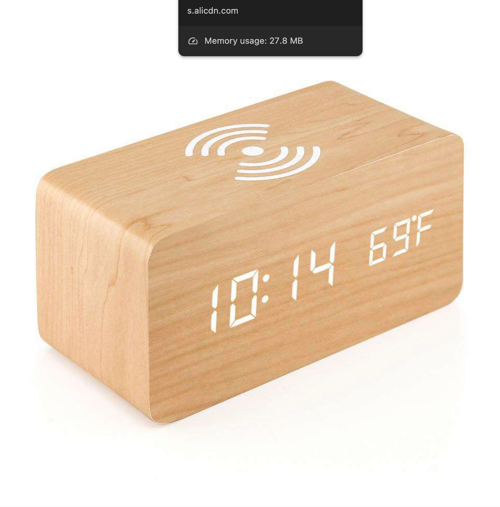 Wooden LED Digital Alarm Clock with Wireless Charger